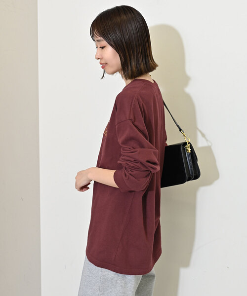 SLOBE IENA（スローブイエナ）の「ビンテージ風ロゴロンTEE（Tシャツ/カットソー・レディース・ホワイト/ボルドー/チャコールグレー・FREE）」の21枚目の写真