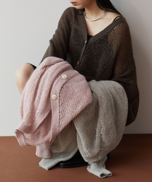 Aunt Marie's(アントマリーズ)の「モヘアライクルーズカーディガン(カーディガン/ボレロ・レディース・ライトグレー/ブラウン/ピンク・FREE)」の7枚目の写真