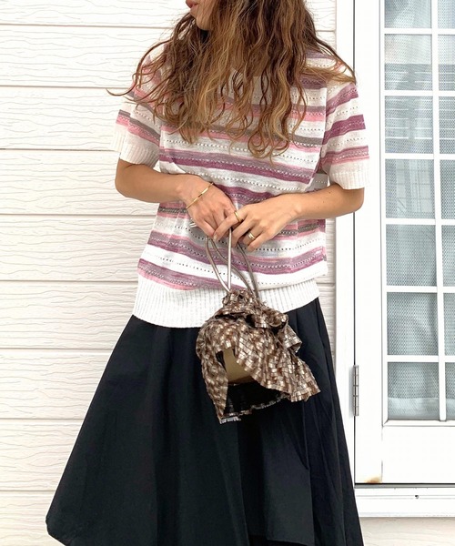 Q（キュー）の「マルチボーダーニット（ニット/セーター・レディース・ピンク系その他/マルチ・MEDIUM）」の19枚目の写真