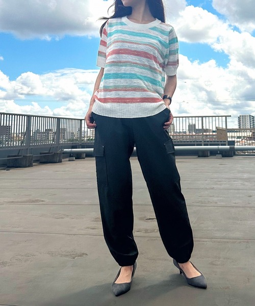 Q（キュー）の「マルチボーダーニット（ニット/セーター・レディース・ピンク系その他/マルチ・MEDIUM）」の10枚目の写真