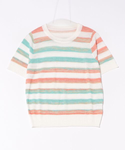 Q（キュー）の「マルチボーダーニット（ニット/セーター・レディース・ピンク系その他/マルチ・MEDIUM）」の4枚目の写真