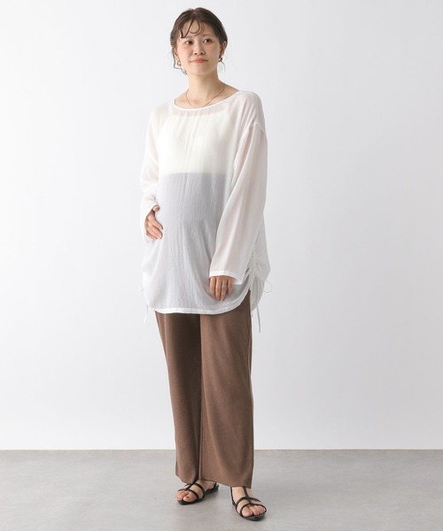 LEPSIM（レプシィム）の「【産前・産後対応】マタニティ／リブワイドパンツ　133323（マタニティウェア/グッズ・レディース・ブラウン/ブラック/チャコールグレー・FREE）」の19枚目の写真