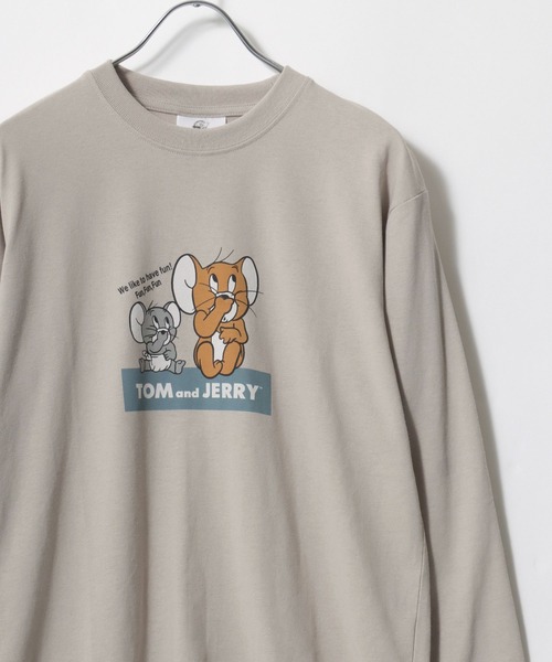 Tom＆Jerry（トムアンドジェリー）の「Tom and Jerry/トムとジェリー タフィー イラストプリント ロンT 長袖 レディース メンズ（Tシャツ/カットソー・レディース・ブラック/ベージュ/オフホワイト/サックスブルー・LL/M/L）」の3枚目の写真
