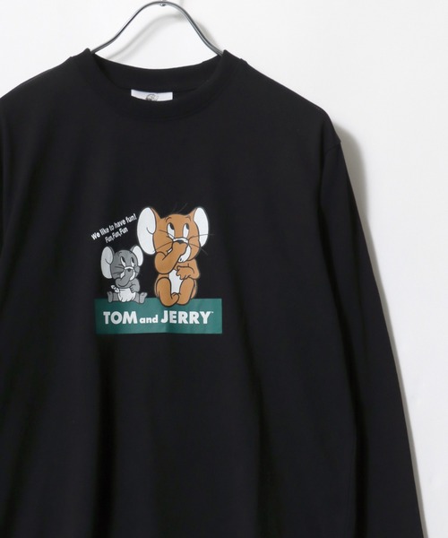 Tom＆Jerry（トムアンドジェリー）の「Tom and Jerry/トムとジェリー タフィー イラストプリント ロンT 長袖 レディース メンズ（Tシャツ/カットソー・レディース・ブラック/ベージュ/オフホワイト/サックスブルー・LL/M/L）」の2枚目の写真