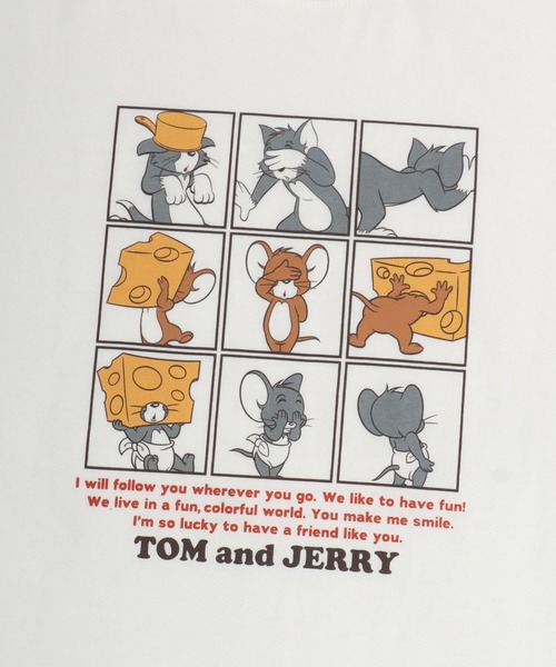 Tom＆Jerry（トムアンドジェリー）の「Tom and Jerry/トムとジェリー タフィー イラストプリント ロンT 長袖 レディース メンズ（Tシャツ/カットソー・レディース・ブラック/ベージュ/オフホワイト/サックスブルー・LL/M/L）」の10枚目の写真