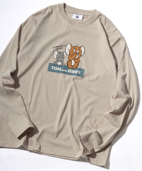 Tom＆Jerry（トムアンドジェリー）の「Tom and Jerry/トムとジェリー タフィー イラストプリント ロンT 長袖 レディース メンズ（Tシャツ/カットソー・レディース・ブラック/ベージュ/オフホワイト/サックスブルー・LL/M/L）」の22枚目の写真
