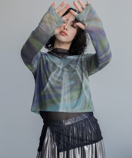 VACANCY(ヴァカンシー)の「ハイネックレイヤード2wayシアートップス(Tシャツ/カットソー・レディース・グリーン/ブルー/ブラック・FREE)」の3枚目の写真