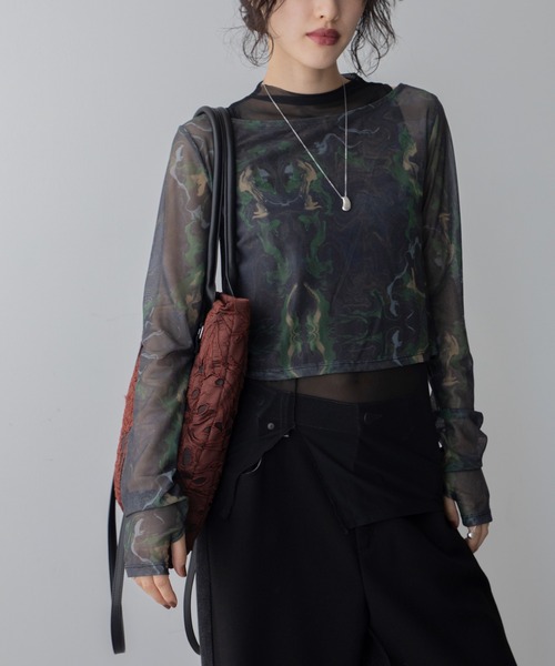 VACANCY(ヴァカンシー)の「ハイネックレイヤード2wayシアートップス(Tシャツ/カットソー・レディース・グリーン/ブルー/ブラック・FREE)」の11枚目の写真