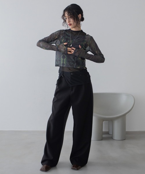 ハイネックレイヤード2wayシアートップス（Tシャツ/カットソー