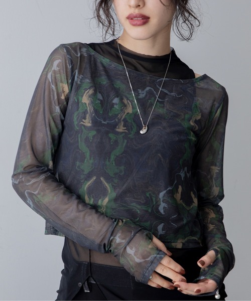 VACANCY(ヴァカンシー)の「ハイネックレイヤード2wayシアートップス(Tシャツ/カットソー・レディース・グリーン/ブルー/ブラック・FREE)」の4枚目の写真