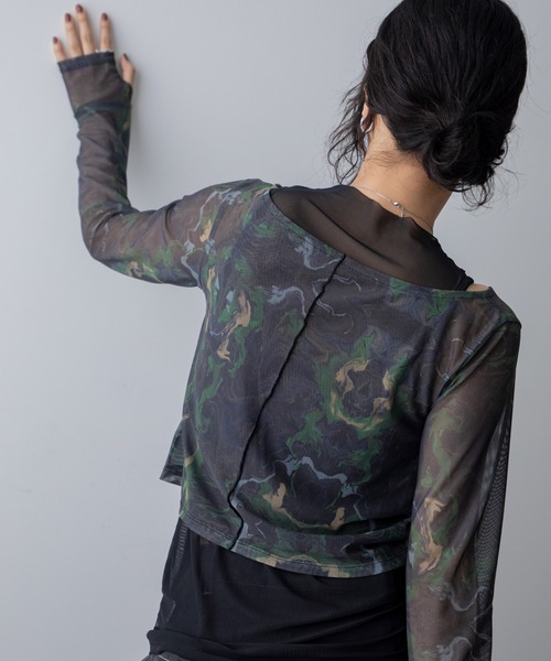 VACANCY(ヴァカンシー)の「ハイネックレイヤード2wayシアートップス(Tシャツ/カットソー・レディース・グリーン/ブルー/ブラック・FREE)」の7枚目の写真