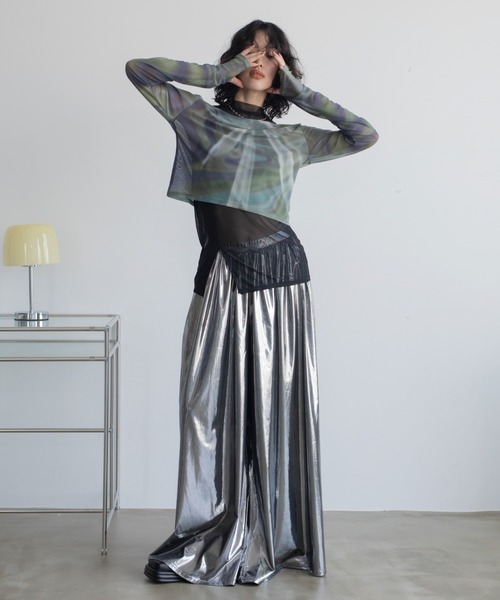 ハイネックレイヤード2wayシアートップス（Tシャツ/カットソー