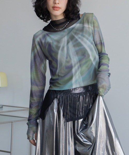 VACANCY(ヴァカンシー)の「ハイネックレイヤード2wayシアートップス(Tシャツ/カットソー・レディース・グリーン/ブルー/ブラック・FREE)」の16枚目の写真