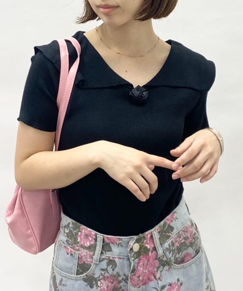 mebole(メボレ)の「フレンチカラーroseトップス(Tシャツ/カットソー・レディース・グレー/ホワイト/ブラック・FREE)」の19枚目の写真