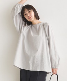 製品洗いコットンブロードボリューム袖ブラウス