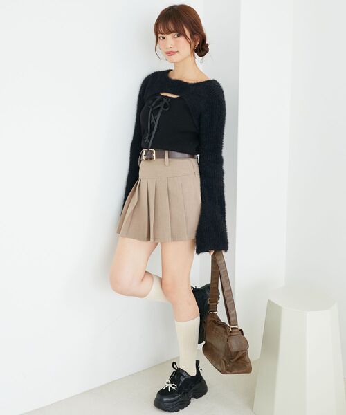 MAJESTIC LEGON（マジェスティックレゴン）の「デコルテオープンレースアップニット（ニット/セーター・レディース・チャコールグレー/アイボリー/ピンク/ボルドー/ブラック・MEDIUM）」の15枚目の写真