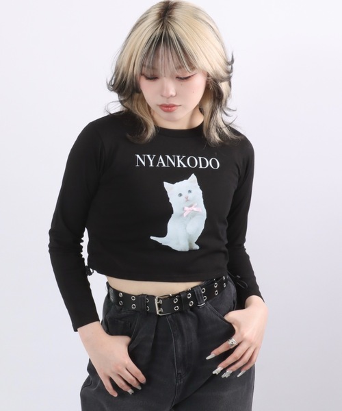 Salong hameu(サロン ハミュー)の「神保町にゃんこ堂 猫フォトプリント ラグランロンT レディース/ねこ/カレッジロゴ/長袖/ピチT(Tシャツ/カットソー・レディース・ホワイト/ブラック/ピンク/ホワイト×ブラック/ブラック×ホワイト/ホワイト系その他/ブラック系その他/ピンク系その他/ピンク系その他2・M)」の17枚目の写真