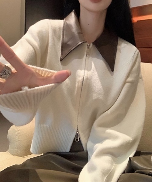 LADY LIKE（レディライク）の「フェイクレザー切替え衿ダブルジップ