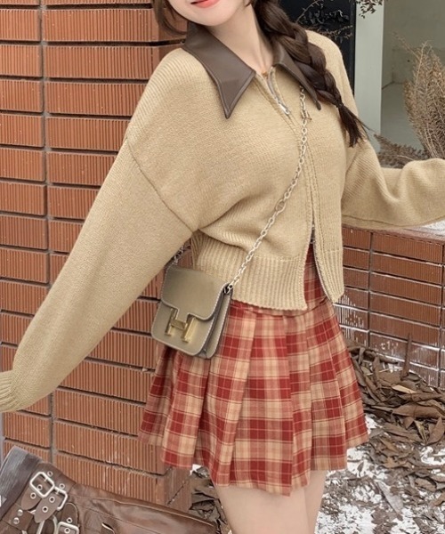 LADY LIKE（レディライク）の「フェイクレザー切替え衿ダブルジップ