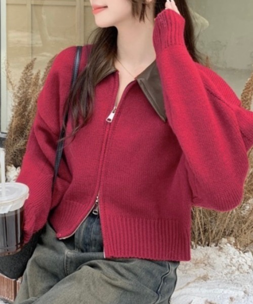 LADY LIKE（レディライク）の「フェイクレザー切替え衿ダブルジップ