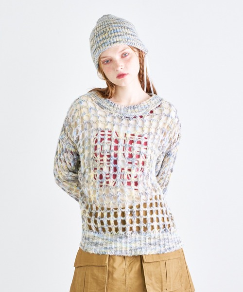 ANNA SUI NYC（アナ スイ エヌ ワイ シー）の「MIXカラー メッシュニットクルーネックプルオーバー（ニット/セーター・レディース・サックスブルー/オレンジ/ブラック・FREE）」の16枚目の写真