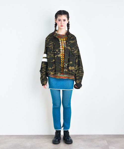 ANNA SUI NYC（アナ スイ エヌ ワイ シー）の「MIXカラー メッシュニットクルーネックプルオーバー（ニット/セーター・レディース・サックスブルー/オレンジ/ブラック・FREE）」の14枚目の写真