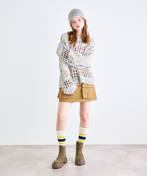 ANNA SUI NYC（アナ スイ エヌ ワイ シー）の「MIXカラー メッシュニットクルーネックプルオーバー（ニット/セーター・レディース・サックスブルー/オレンジ/ブラック・FREE）」の17枚目の写真