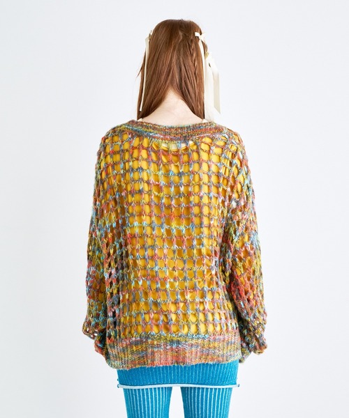 ANNA SUI NYC（アナ スイ エヌ ワイ シー）の「MIXカラー メッシュニットクルーネックプルオーバー（ニット/セーター・レディース・サックスブルー/オレンジ/ブラック・FREE）」の10枚目の写真