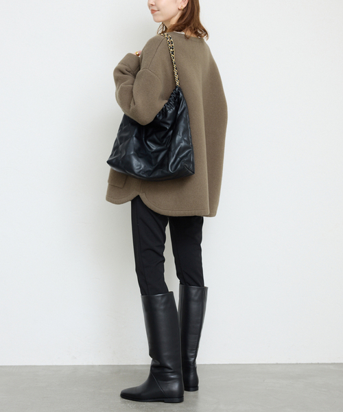 SLOBE IENA（スローブイエナ）の「ダブルフェイスニットブルゾン（ブルゾン・レディース・ブラウン/チャコールグレー・FREE）」の9枚目の写真