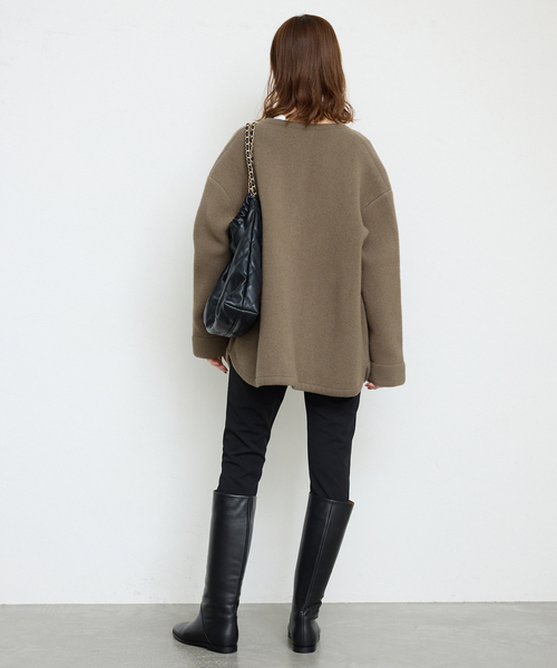 SLOBE IENA（スローブイエナ）の「ダブルフェイスニットブルゾン（ブルゾン・レディース・ブラウン/チャコールグレー・FREE）」の10枚目の写真