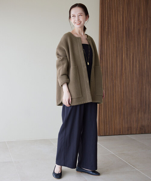 SLOBE IENA（スローブイエナ）の「ダブルフェイスニットブルゾン（ブルゾン・レディース・ブラウン/チャコールグレー・FREE）」の13枚目の写真