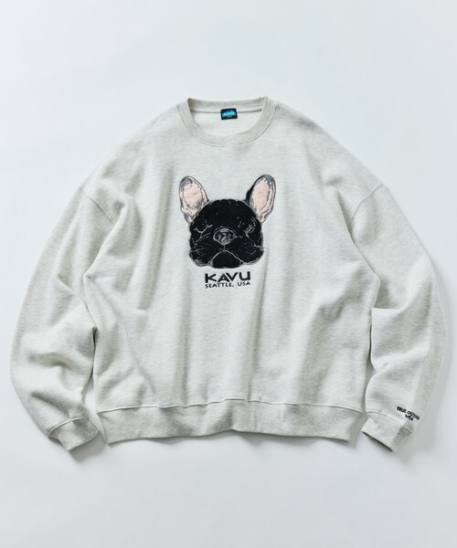 FREAK'S STORE(フリークスストア)の「限定展開 KAVU×FREAK'S STORE/カブー 別注 ビッグシルエット ドッグ刺繍 クルーネック スウェット / フレンチブルドッグ(スウェット・メンズ・グレイッシュベージュ/スミクロ/アッシュグレー・SMALL/LARGE/MEDIUM)」の12枚目の写真