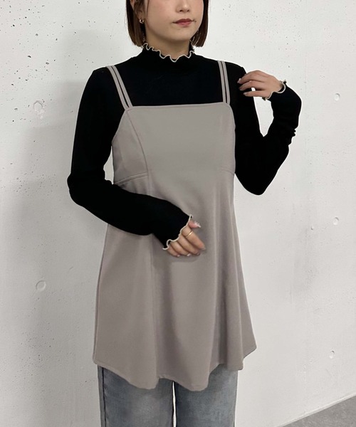 archives（アルシーヴ）の「ダブルストラップミニキャミワンピース（ワンピース・レディース・ブラック/グレイッシュベージュ/モカ・MEDIUM）」の3枚目の写真