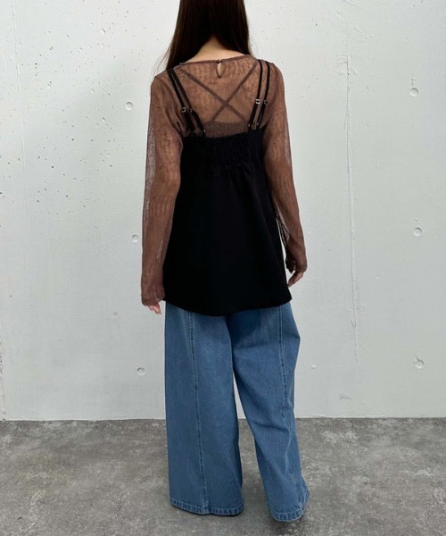 archives（アルシーヴ）の「ダブルストラップミニキャミワンピース（ワンピース・レディース・ブラック/グレイッシュベージュ/モカ・MEDIUM）」の4枚目の写真