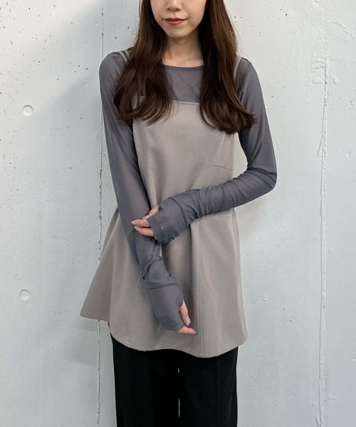 archives（アルシーヴ）の「ダブルストラップミニキャミワンピース（ワンピース・レディース・ブラック/グレイッシュベージュ/モカ・MEDIUM）」の6枚目の写真