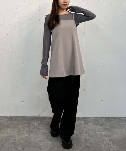 archives（アルシーヴ）の「ダブルストラップミニキャミワンピース（ワンピース・レディース・ブラック/グレイッシュベージュ/モカ・MEDIUM）」の8枚目の写真