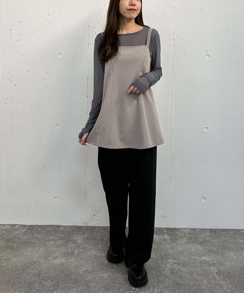 archives（アルシーヴ）の「ダブルストラップミニキャミワンピース（ワンピース・レディース・ブラック/グレイッシュベージュ/モカ・MEDIUM）」の9枚目の写真