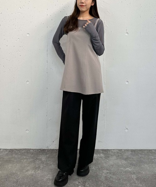 archives（アルシーヴ）の「ダブルストラップミニキャミワンピース（ワンピース・レディース・ブラック/グレイッシュベージュ/モカ・MEDIUM）」の10枚目の写真