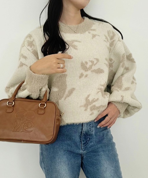 one after another NICE CLAUP(ワンアフターアナザーナイスクラップ)の「【ZOZOTOWN限定商品】フラワージャガードニット(ニット/セーター・レディース・アイボリー/グレー/モカ・FREE)」の13枚目の写真