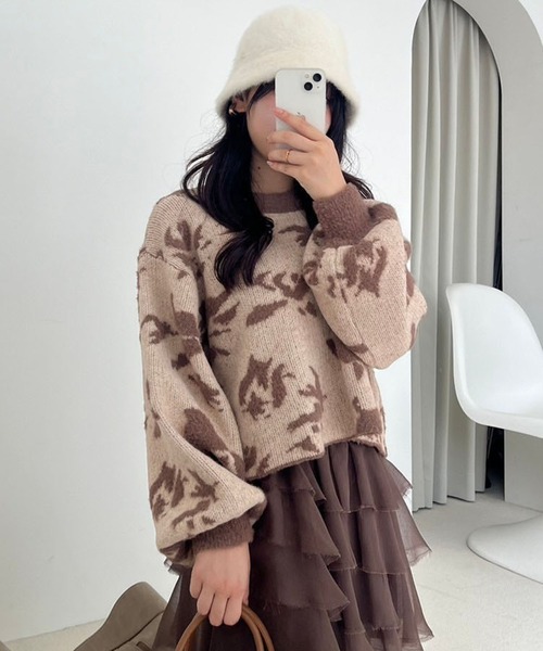 one after another NICE CLAUP(ワンアフターアナザーナイスクラップ)の「【ZOZOTOWN限定商品】フラワージャガードニット(ニット/セーター・レディース・アイボリー/グレー/モカ・FREE)」の20枚目の写真