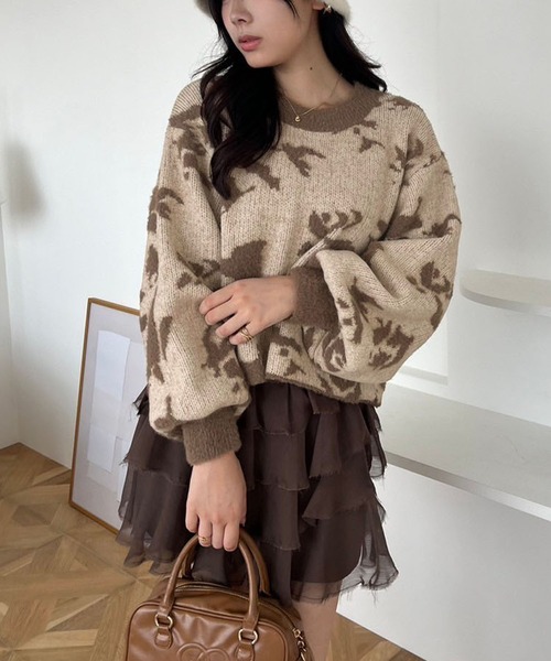 one after another NICE CLAUP(ワンアフターアナザーナイスクラップ)の「【ZOZOTOWN限定商品】フラワージャガードニット(ニット/セーター・レディース・アイボリー/グレー/モカ・FREE)」の16枚目の写真