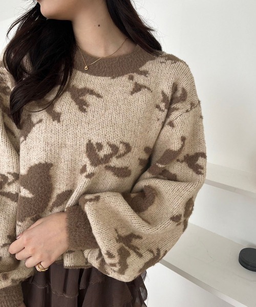 one after another NICE CLAUP(ワンアフターアナザーナイスクラップ)の「【ZOZOTOWN限定商品】フラワージャガードニット(ニット/セーター・レディース・アイボリー/グレー/モカ・FREE)」の18枚目の写真