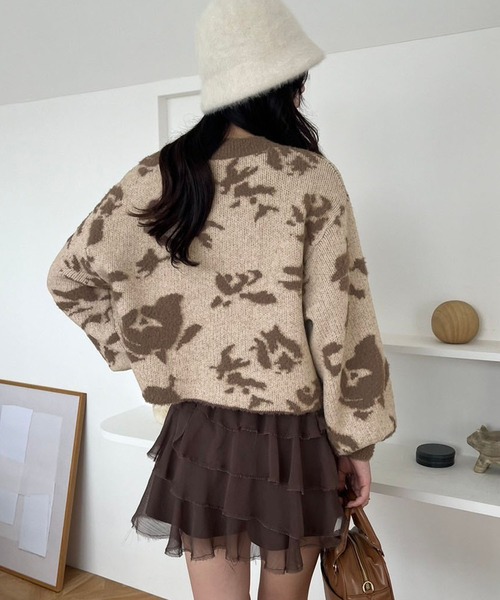 one after another NICE CLAUP(ワンアフターアナザーナイスクラップ)の「【ZOZOTOWN限定商品】フラワージャガードニット(ニット/セーター・レディース・アイボリー/グレー/モカ・FREE)」の17枚目の写真