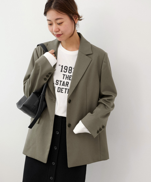 JOURNAL STANDARD relume（ジャーナルスタンダード　レリューム）の「シングルブレストテーラードジャケット（テーラードジャケット・レディース・ブラック/カーキ/チャコールグレー・FREE）」の3枚目の写真