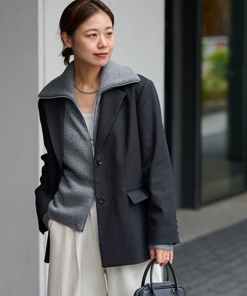 JOURNAL STANDARD relume（ジャーナルスタンダード　レリューム）の「シングルブレストテーラードジャケット（テーラードジャケット・レディース・ブラック/カーキ/チャコールグレー・FREE）」の9枚目の写真