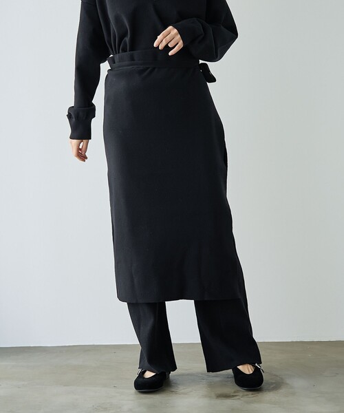 セール】レイヤードニット ボトムセット(スカート＋パンツの2点セット