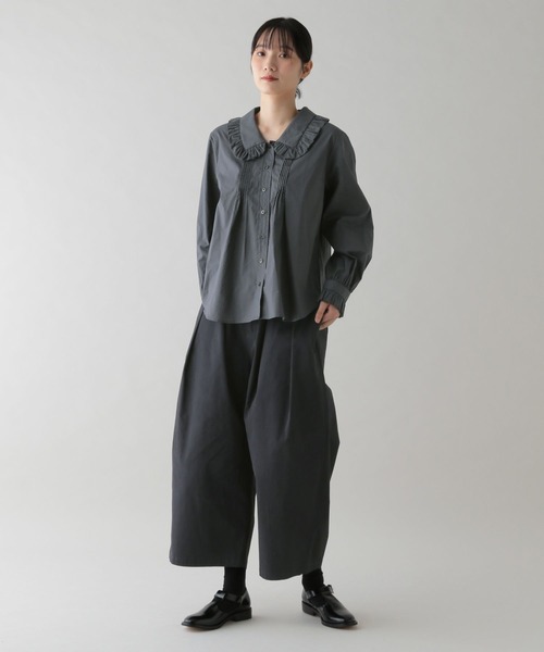 セール】《natural by clip》ポプリンフリルカラーブラウス（シャツ