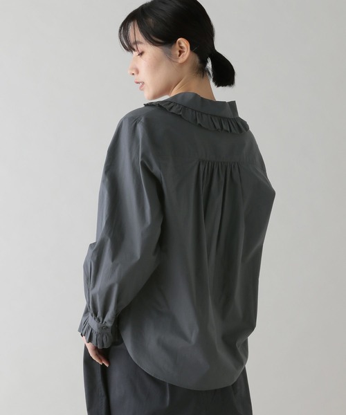 CELINEフリルラウンドカラーブラウス コットンポプリン CELINEフリルラウンドカラーブラウス コットンポプリン セール