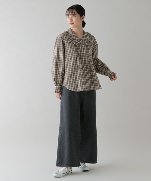 studio CLIP(スタディオクリップ)の「《natural by clip》ポプリンフリルカラーブラウス(シャツ/ブラウス・レディース・ベージュ/イエロー/チャコール・FREE)」の9枚目の写真