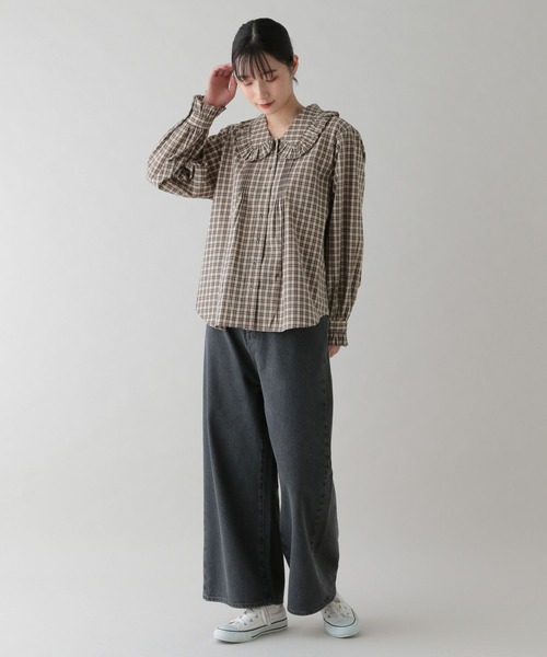 studio CLIP(スタディオクリップ)の「《natural by clip》ポプリンフリルカラーブラウス(シャツ/ブラウス・レディース・ベージュ/イエロー/チャコール・FREE)」の10枚目の写真